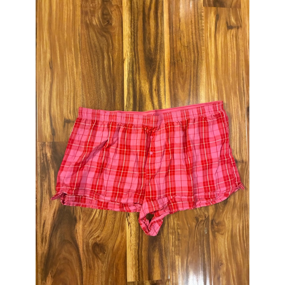 Victoria's Secret PINK Plaid Pajama Shorts Pink Red XL Sleepwear Loungewear